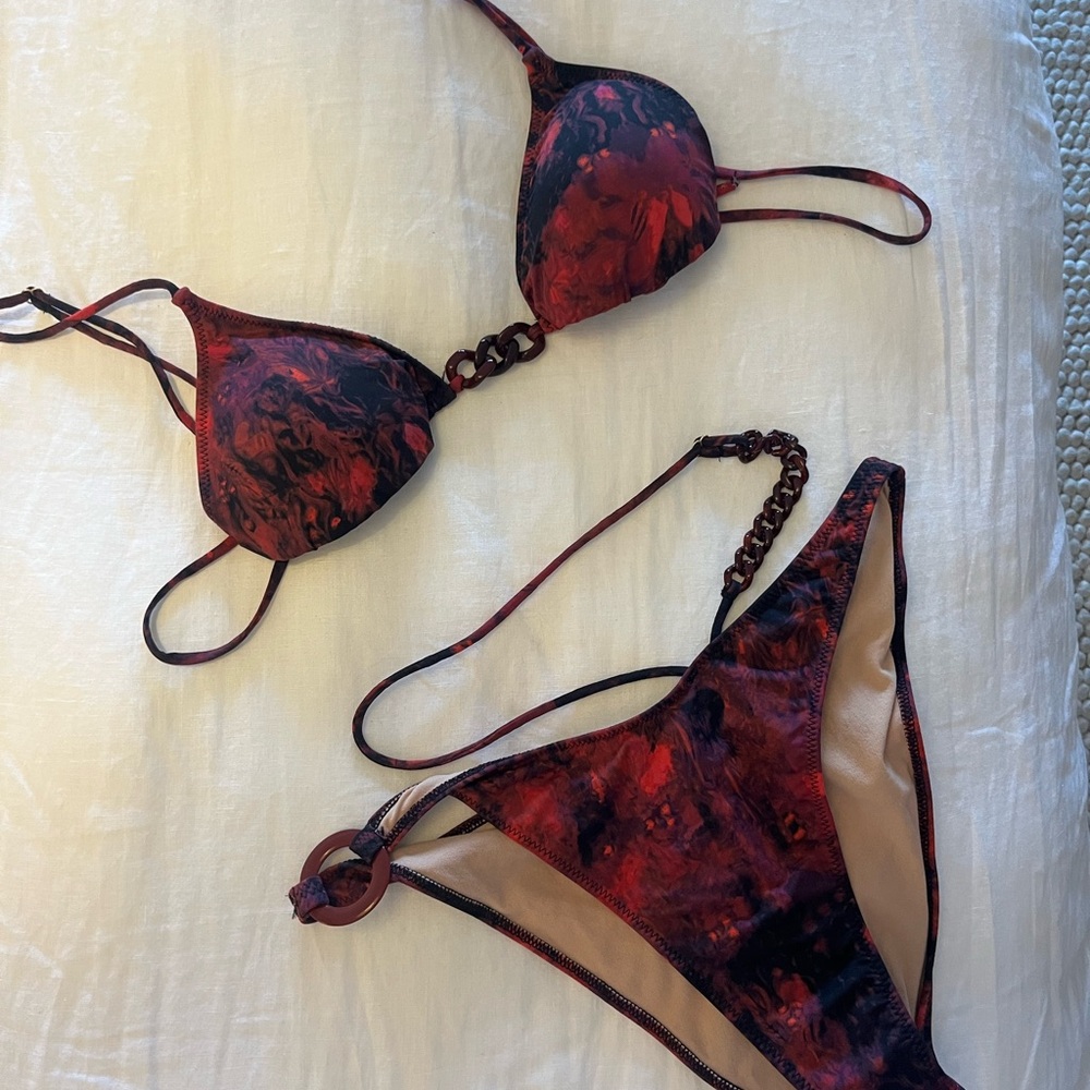 Yllw the Label Black and Red Women's Bikini Set